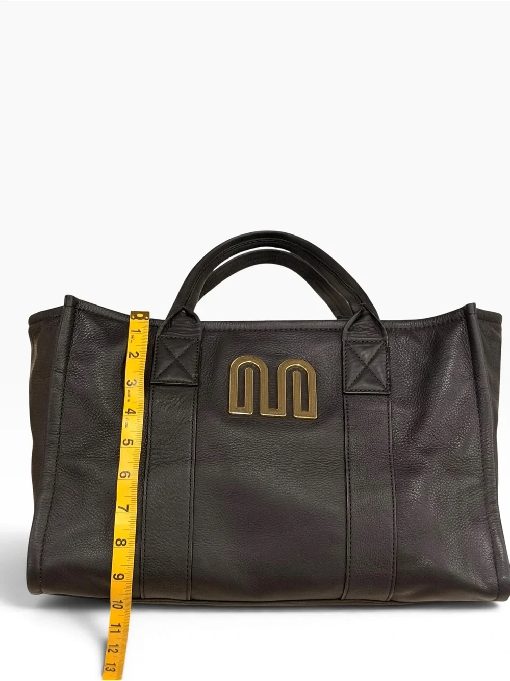 Margot New York Amara Large Leather Tote Bag Black Gold